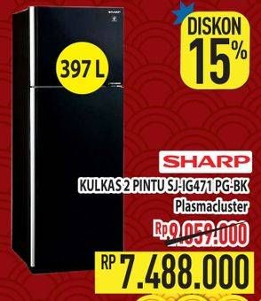 Promo Harga Sharp SJ-IG471PG | Refrigerator 2 Door  - Hypermart