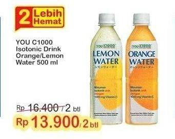 Promo Harga YOU C1000 Isotonic Drink Lemon Water, Orange Water 500 ml - Indomaret