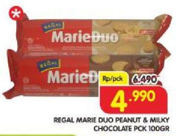 Promo Harga REGAL Marie Duo Peanut, Milky Chocolate 100 gr - Superindo