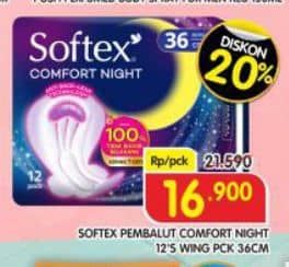 Promo Harga Softex Comfort Night Wing 36cm 12 pcs - Superindo