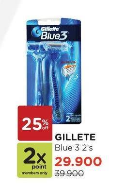 Promo Harga GILLETTE Blue 3 2 pcs - Watsons