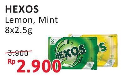 Promo Harga Hexos Candy Lemon Mint, Mint per 8 pcs 2 gr - Alfamidi