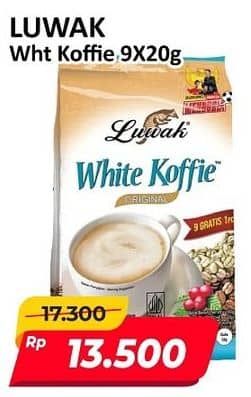 Promo Harga Luwak White Koffie per 9 sachet 20 gr - Alfamart