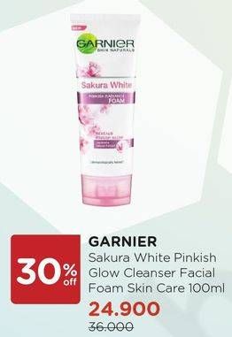 Promo Harga GARNIER Facial Foam Sakura White Cleanser 100 ml - Watsons