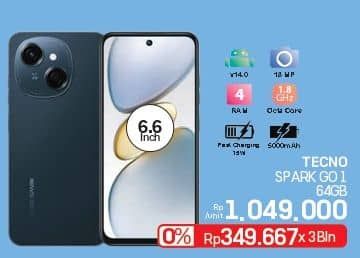 Promo Harga Tecno Spark Go 1 4/64GB  - LotteMart