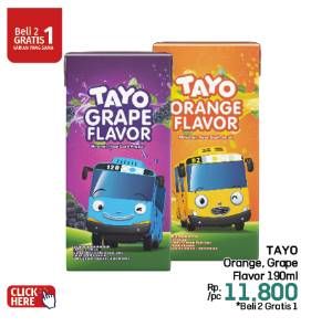 Promo Harga Tayo Minuman Grape, Orange 190 ml - LotteMart