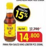 Promo Harga Finna Fish Sauce King Lobster (Kecap Ikan Cap King Lobster) 200 ml - Superindo