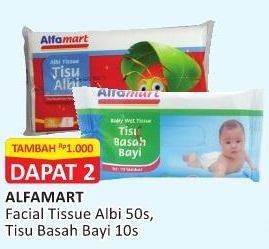 Promo Harga Facial Tissue Albi 50s / Tisu Basah Bayi 10s  - Alfamart