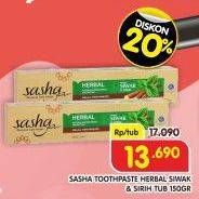 Promo Harga Sasha Toothpaste Herbal Siwak Sirih 150 gr - Superindo