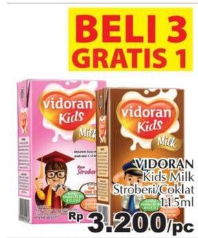 Promo Harga VIDORAN Kids Milk UHT Coklat, Stroberi 115 ml - Giant