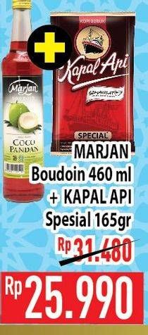 Promo Harga MARJAN Syrup Boudoin 460ml + KAPAL API Kopi Bubuk Special 165gr  - Hypermart