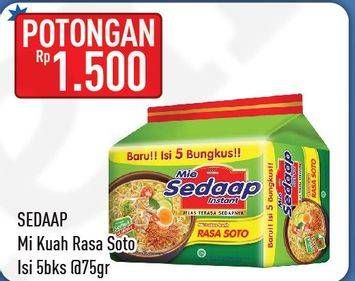 Promo Harga SEDAAP Mie Kuah Soto per 5 pcs 75 gr - Hypermart