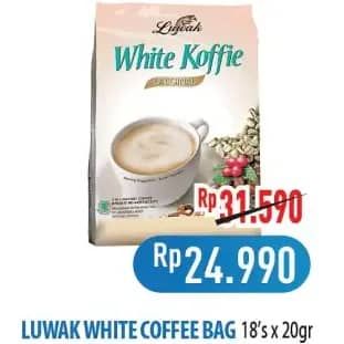 Promo Harga Luwak White Koffie Original per 18 sachet 20 gr - Hypermart