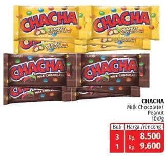 Promo Harga DELFI CHA CHA Chocolate Milk Chocolate, Peanut per 10 pcs 7 gr - Lotte Grosir