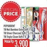 Promo Harga Pepsodent Sikat Gigi Natural Bamboo/Silver Charcoal/Siwak/Triple Clean  - Hypermart