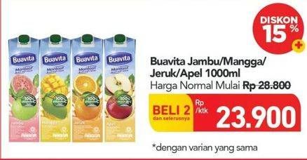 Promo Harga BUAVITA Fresh Juice Guava, Mango, Orange, Apple 1000 ml - Carrefour