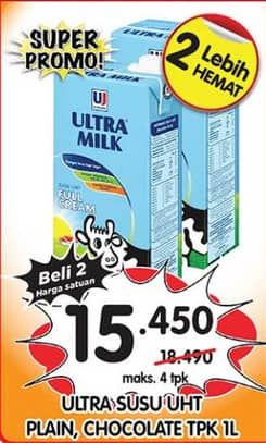 Harga Ultra Milk Susu UHT Coklat, Full Cream 1000 ml di Superindo