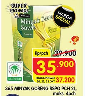 Promo Harga 365 Minyak Goreng Sawit RSPO 2000 ml - Superindo