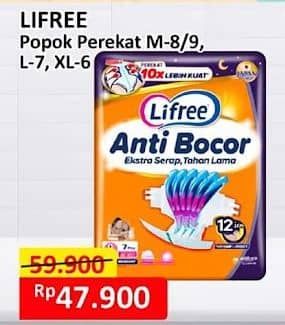 Promo Harga Lifree Popok Perekat Menyerap dan Kering M8, M9, L7, XL6 6 pcs - Alfamart