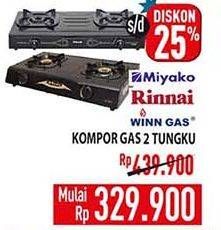 Promo Harga MIYAKO/ RINNAI/ WINN GAS Kompor Gas 2 Tungku  - Hypermart
