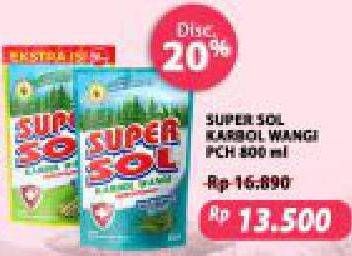 Promo Harga SUPERSOL Karbol Wangi Lemon Mint, Pine 800 ml - Superindo