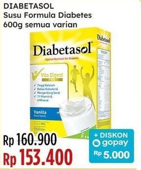 Promo Harga Diabetasol Special Nutrition for Diabetic All Variants 600 gr - Indomaret