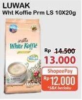 Promo Harga Luwak White Koffie Less Sugar per 10 sachet 20 gr - Alfamart