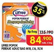 Promo Harga Lifree Popok Perekat Menyerap dan Kering L16, M18, XL14 14 pcs - Superindo