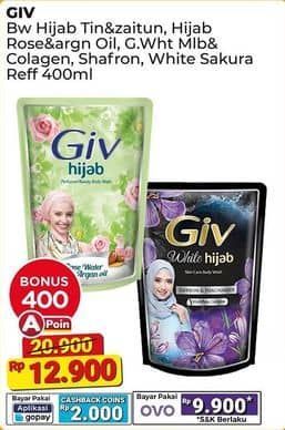 Promo Harga GIV Body Wash Hijab Tin Zaitun, Mulberry Collagen, Saffron Niacinamide, Glow White 400 ml - Alfamart