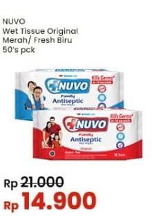 Promo Harga Nuvo Wet Wipes Antiseptic Original, Fresh 50 sheet - Indomaret