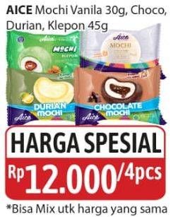 Promo Harga Aice Mochi Vanilla, Chocolate, Durian, Klepon 30 gr - Alfamidi