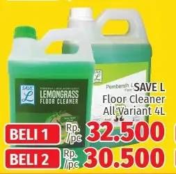 Promo Harga SAVE L Floor Cleaner All Variants 4 ltr - LotteMart