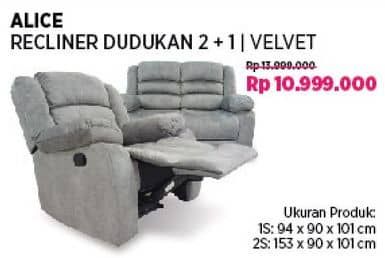 Promo Harga Courts Alice Recliner Dudukan 2 + 1 - Fabric  - COURTS