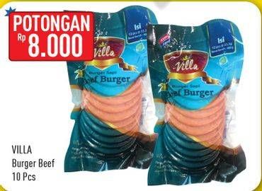 Promo Harga VILLA Beef Burger 10 pcs - Hypermart