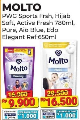 Promo Harga Molto Pewangi Sports Fresh, Hijab Soft Fresh, Active Fresh 780 ml - Alfamart