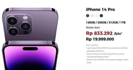 Promo Harga Apple iPhone 14 Pro 1TB, 128GB, 256GB, 512GB  - Erafone