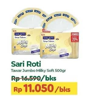 Promo Harga Sari Roti Roti Tawar Milky Soft 500 gr - TIP TOP