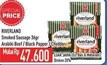 Promo Harga Riverland Sausage Smoked Arabiki Beef, Smoked Cheddar, Smoky Black Pepper 360 gr - Hypermart