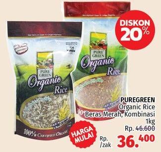 Promo Harga Pure Green Organic Rice Beras Merah 1 kg - LotteMart