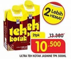Promo Harga ULTRA Teh Kotak Jasmine per 2 pcs 500 ml - Superindo