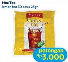 Promo Harga Max Tea Minuman Teh Bubuk Lemon Tea per 30 sachet 25 gr - Hypermart