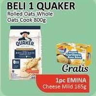 Promo Harga Beli 1 Quarker Rolled Oats Whole Oats Cook 800g Gratis 1 pc Emina Cheese Mild 165g   - Alfamidi