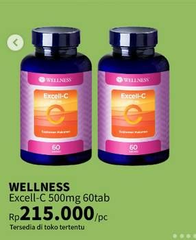 Promo Harga Wellness Excell C 500mg 60 pcs - Guardian