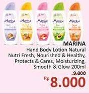 Promo Harga MARINA Hand Body Lotion Natural Fresh, Nourish Healthy, Protects Cares, Rich Moisturizing, Smooth Glow 200 ml - Alfamidi
