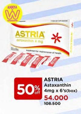 Promo Harga ASTRIA Astaxanthin 4mg 6 pcs - Watsons