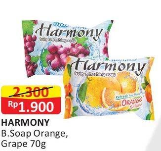 Promo Harga HARMONY Sabun Batang Wangi Orange, Grape 70 gr - Alfamart