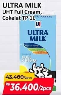 Promo Harga Ultra Milk Susu UHT Full Cream, Coklat 1000 ml - Alfamart