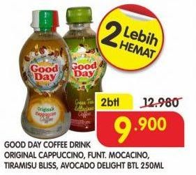 Promo Harga Good Day Coffee Drink Cappucino, Funtastic Mocacinno, Tiramisu, Avocado Delight per 2 botol 250 ml - Superindo