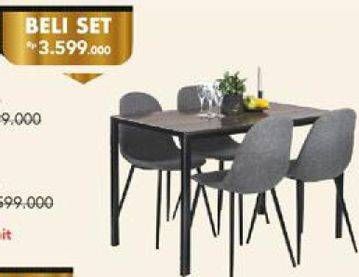 Promo Harga HAZEL Dining Chair, HAZEL Dining Table  - Carrefour