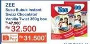 Promo Harga ZEE Susu Bubuk Vanilla Twist, Swizz Chocolate 350 gr - Indomaret